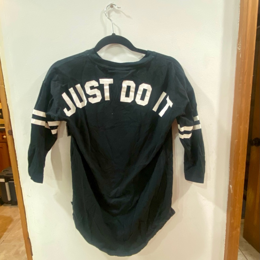 Nike Black Long Sleeve Shirt Just Do It Varsity Graphic Tee XS